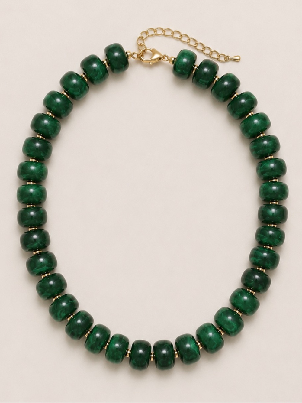 New! Deep Green Beaded Dopamine Necklace NWOT